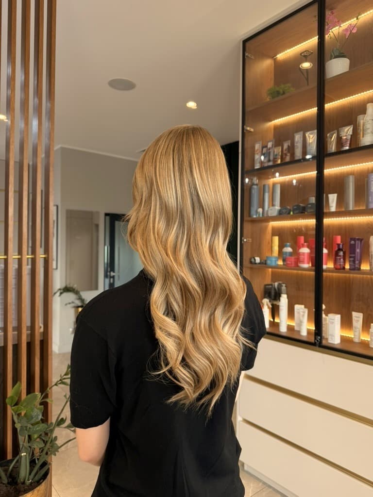 Złote blond fale, koloryzacja i stylizacja w Studio Joy